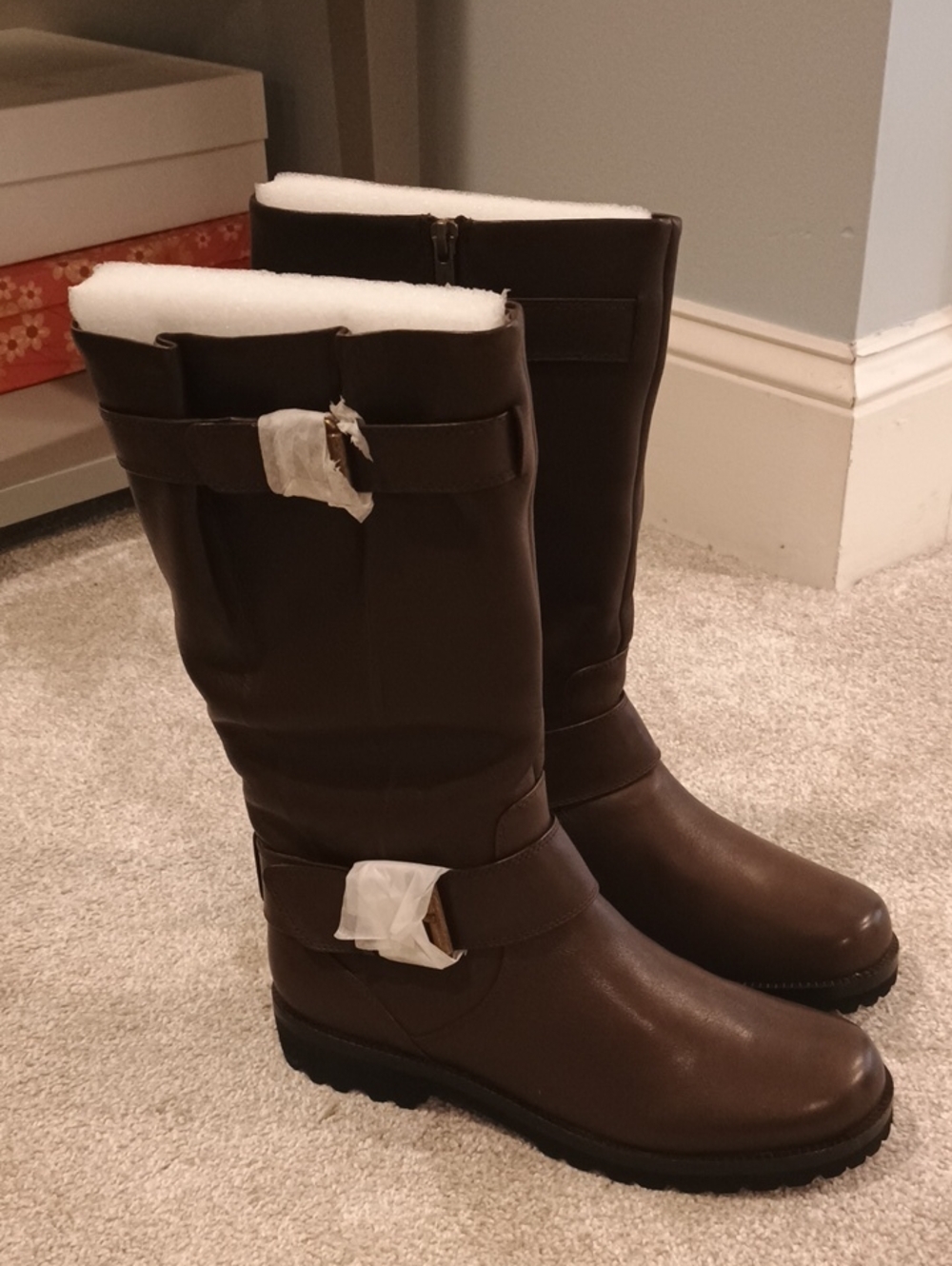 Women’s Kenneth Cole Gentle Souls Dark Brown Mid-Calf Heeled Boots